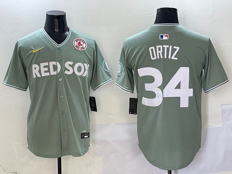 Men Boston Red Sox #34 Ortiz Green Joint Name Game Nike 2025 MLB Jersey style 7